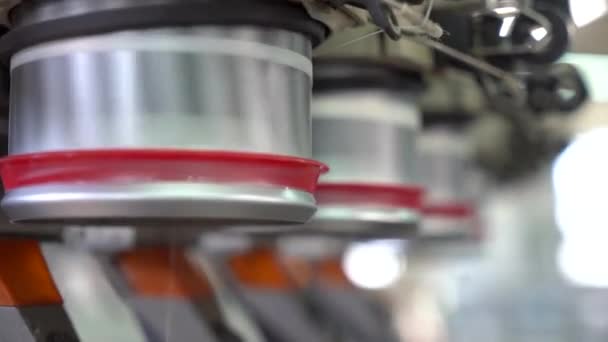 Industria Textil Cierra Máquina Giratoria Bobinas Hilo — Vídeos de Stock