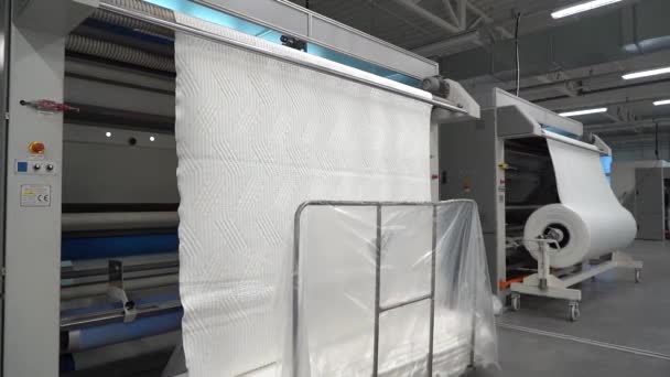 Industria Textil Roll Tela Tejida Una Fábrica — Vídeo de stock
