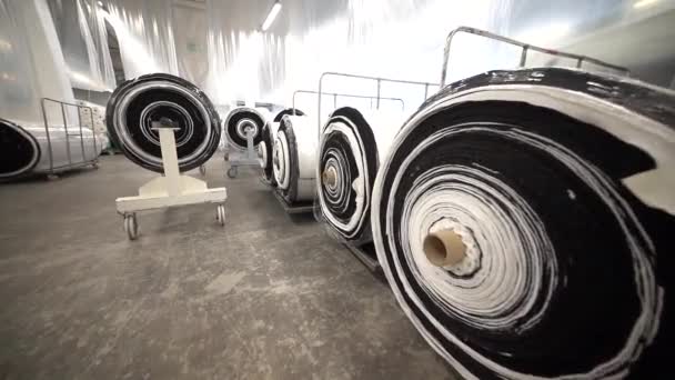Текстильная Фабрика Рулон Ткани — стоковое видео