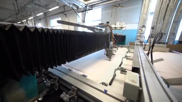 Fábrica Têxtil Máquina Costura Ampla — Vídeo de Stock