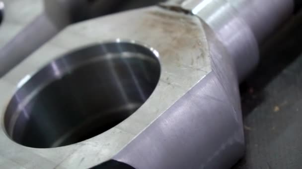 Details Der Hydraulikzylinder Nahaufnahme Stahlteile — Stockvideo