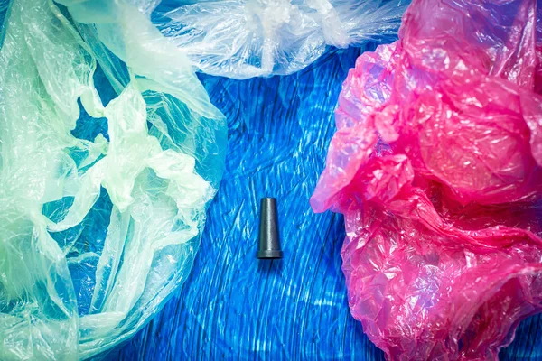 Munstycke För Shisha Den Blå Backround Begreppet Plastavfall Plastskräp Rädda — Stockfoto