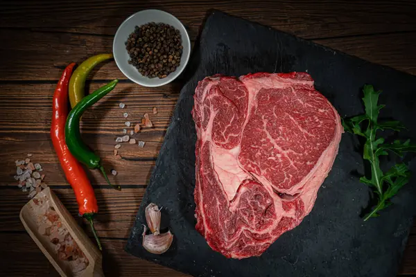 Variety Čerstvé Syrové Black Angus Prime Masové Steaky New York — Stock fotografie