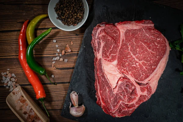 Variety Čerstvé Syrové Black Angus Prime Masové Steaky New York — Stock fotografie