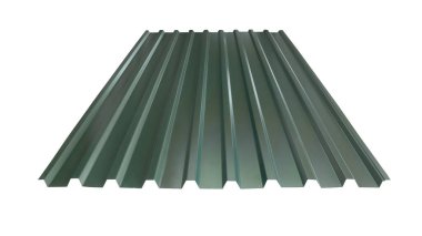 Çatı profili metal renkli ahşap doku beyaz arkaplanda izole edildi