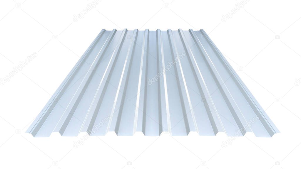 Roof roof profile metal colored wooden texture isolated on white background