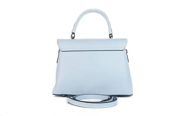 Blå Mode Väska Handväska Vit Bakgrund Isolerad — Stockfoto