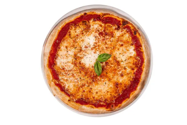 Pizza Napoletana Traditionell Och Äkta Italiensk Pizza Bakad Vedeldad Ugn Stockbild