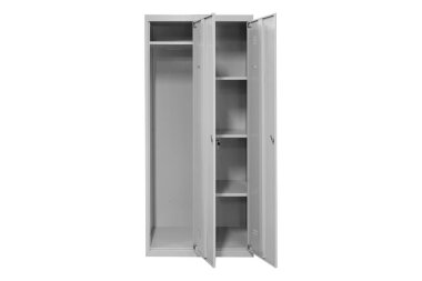 White lockers for locker room. Change room metal box grey