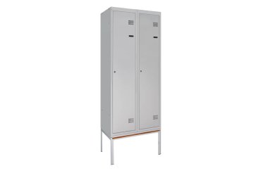 White lockers for locker room. Change room metal box grey