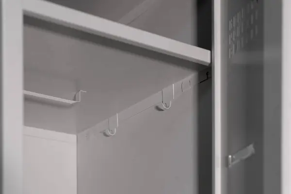 White Lockers Locker Room Change Room Metal Box Grey Royaltyfria Stockfoton