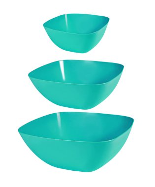 empty blue plastic bowl isolated on white background