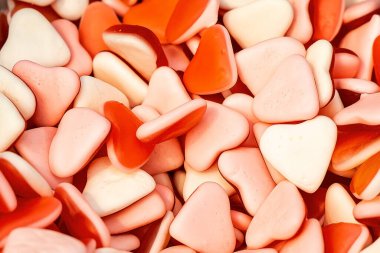 Değişik renkli jelibon şekerlemeler. Üst Manzara. Jöleli şekerler.