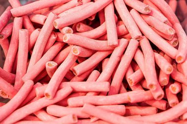 Değişik renkli jelibon şekerlemeler. Üst Manzara. Jöleli şekerler.