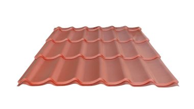 Çatı profili metal renkli ahşap doku beyaz arkaplanda izole edildi