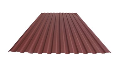 Çatı profili metal renkli ahşap doku beyaz arkaplanda izole edildi