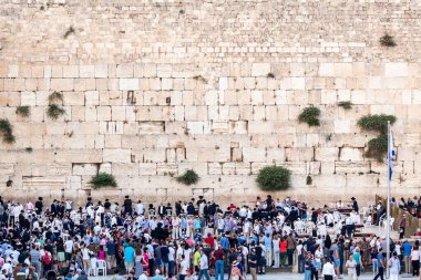 JERUSALEM, ISRAEL - CIRCA MAYIS 2018: Kudüs 'teki Batı Duvarı manzarası, İsrail yaklaşık Mayıs 2018' de Kudüs 'te.