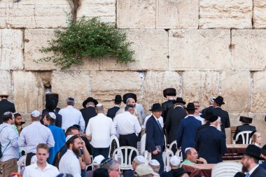 JERUSALEM, ISRAEL - CIRCA MAYIS 2018: Kudüs 'teki Batı Duvarı manzarası, İsrail yaklaşık Mayıs 2018' de Kudüs 'te.