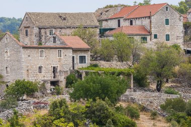 Hırvatistan 'ın Hvar adasındaki Selca' nın güzel manzarası.