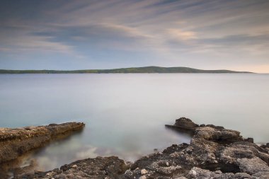 Hırvatistan 'ın Hvar adasında Zavala' dan güzel manzara.
