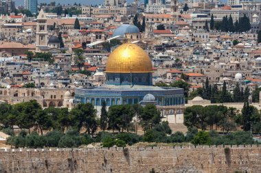 JERUSALEM, ISRAEL - CIRCA MAYIS 2018: Kudüs şehrinin muhteşem manzarası Mayıs 2018 'de Kudüs' te.