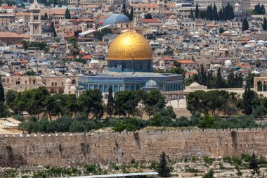 JERUSALEM, ISRAEL - CIRCA MAYIS 2018: Kudüs şehrinin muhteşem manzarası Mayıs 2018 'de Kudüs' te.
