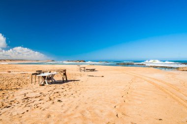 OUALIDIA, MOROCCO - CIRCA EPTEMBER 2014: Oualidia 'nın Eylül 2014' te Oualidia 'da görülmesi.
