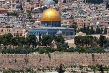 JERUSALEM, ISRAEL - CIRCA MAYIS 2018: Kudüs şehrinin muhteşem manzarası Mayıs 2018 'de Kudüs' te.