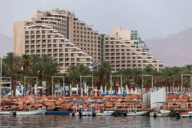 EILAT, ISRAEL - CIRCA MAYIS 2018: Eilat 'ın İsrail' deki güzel manzarası yaklaşık Mayıs 2018 'de Eilat' ta.