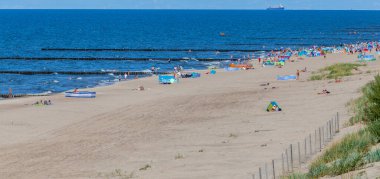 View of the beach in Trzesacz in Poland circa August 2021 in Trzesacz.