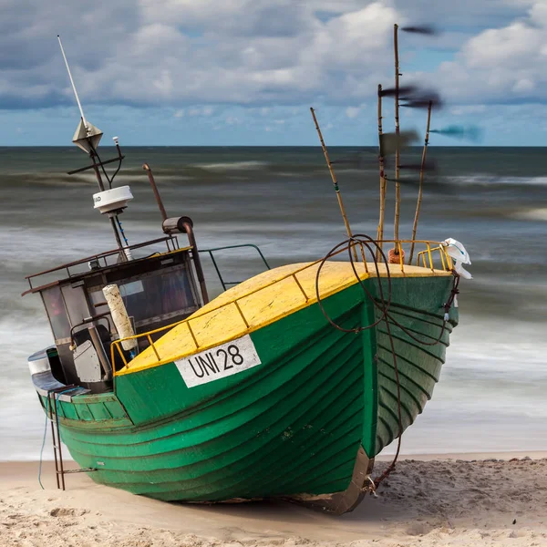 stock image Fishing boat on the beach in Uniesci