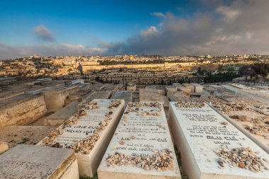 JERUSALEM, ISRAEL - CIRCA MAYIS 2018: Kudüs şehrinin muhteşem manzarası Mayıs 2018 'de Kudüs' te.