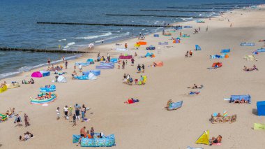 View of the beach in Trzesacz in Poland circa August 2021 in Trzesacz.