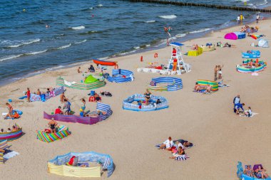 View of the beach in Trzesacz in Poland circa August 2021 in Trzesacz.