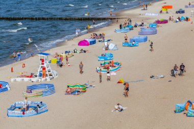 View of the beach in Trzesacz in Poland circa August 2021 in Trzesacz.
