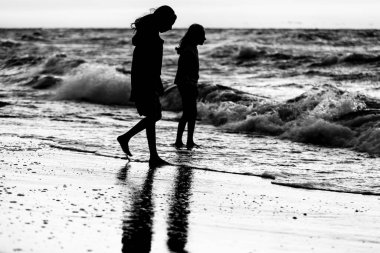 Polonya, Niechorze 'daki plaj manzarası Ağustos 2021' de Niechorze 'da..