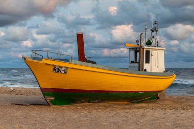  Fishing boat on the beach in Rewal circa August 2021 in Rewal.