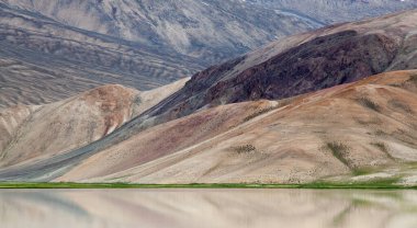 Tacikistan 'da Pamir' de Bulunkul Gölü 'nün güzel manzarası