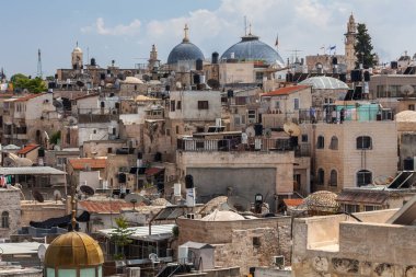 JERUSALEM, ISRAEL - CIRCA MAYIS 2018: Kudüs şehrinin muhteşem manzarası Mayıs 2018 'de Kudüs' te.