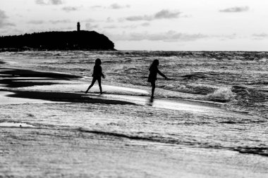 Polonya, Niechorze 'daki plaj manzarası Ağustos 2021' de Niechorze 'da..