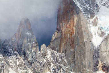 Fitz Roy Los Glaciares Ulusal Parkı 'nda, El Chalten, Patagonya, Arjantin.