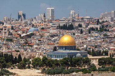 JERUSALEM, ISRAEL - CIRCA MAYIS 2018: Kudüs şehrinin muhteşem manzarası Mayıs 2018 'de Kudüs' te.