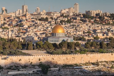 JERUSALEM, ISRAEL - CIRCA MAYIS 2018: Kudüs şehrinin muhteşem manzarası Mayıs 2018 'de Kudüs' te.