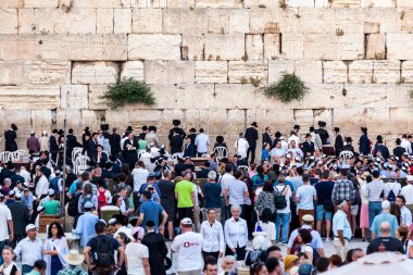 JERUSALEM, ISRAEL - CIRCA MAYIS 2018: Kudüs 'teki Batı Duvarı manzarası, İsrail yaklaşık Mayıs 2018' de Kudüs 'te.