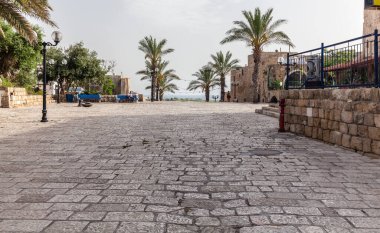 TEL AVIV, ISRAEL - CIRCA MAYIS 2018: İsrail 'deki Tel Aviv Eski Jaffa' nın güzel manzarası Mayıs 2018 civarında Tel Aviv 'de.