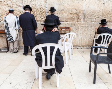 JERUSALEM, ISRAEL - CIRCA MAYIS 2018: Kudüs 'teki Batı Duvarı manzarası, İsrail yaklaşık Mayıs 2018' de Kudüs 'te.
