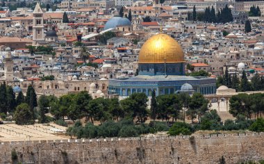 JERUSALEM, ISRAEL - CIRCA MAYIS 2018: Kudüs şehrinin muhteşem manzarası Mayıs 2018 'de Kudüs' te.