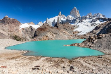 Fitz Roy Los Glaciares Ulusal Parkı 'nda, El Chalten, Patagonya, Arjantin.
