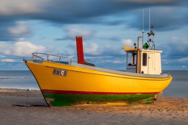  Fishing boat on the beach in Rewal circa August 2021 in Rewal.