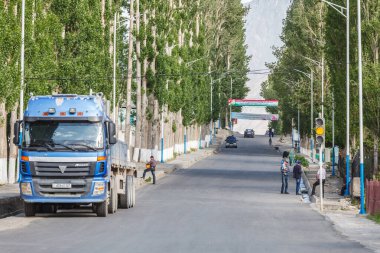 ISHKASHIM, TAJIKISTAN - CIRCA JUNE 2017: View of street Ishkashim city in Tajikistan circa June 2017 in Ishkashim. clipart